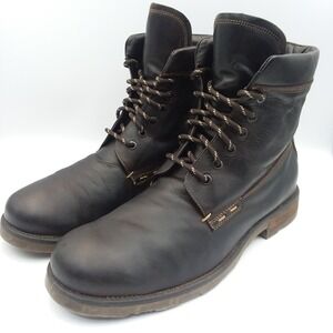 Wallin & Bros Lace Up Leather Boots Men EU44 US 10.5‎ Dark Brown Work Utility